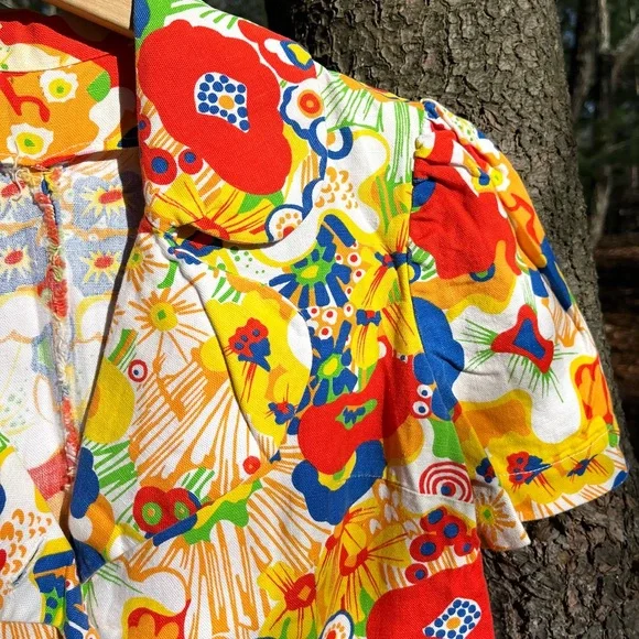 70s Handmade Floral Blazer Jacket / Top Groovy Pop Art Psychedelic Colorful - Picture 3 of 16